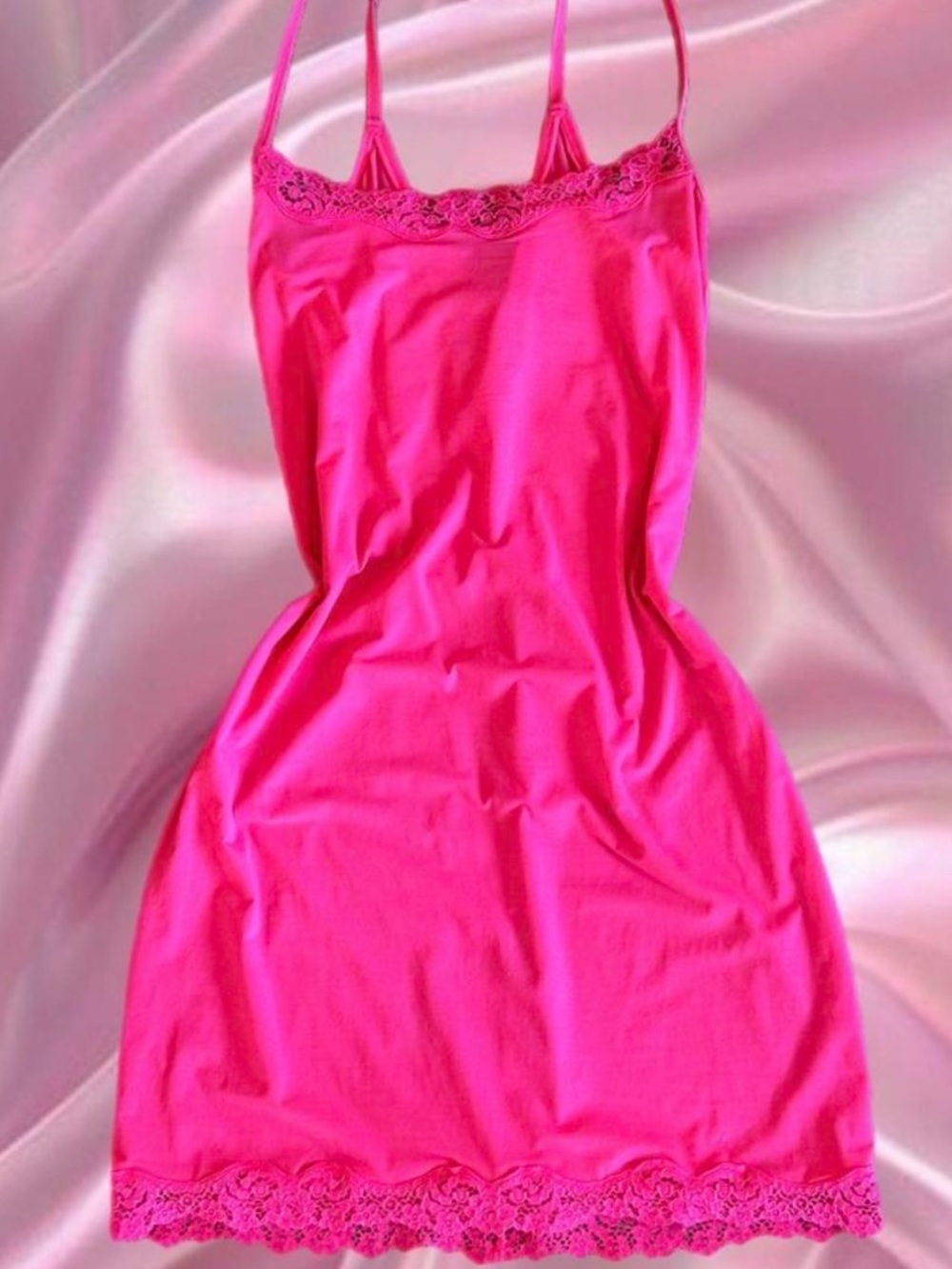 SKIMS Hot Pink Lace-Trim Slip